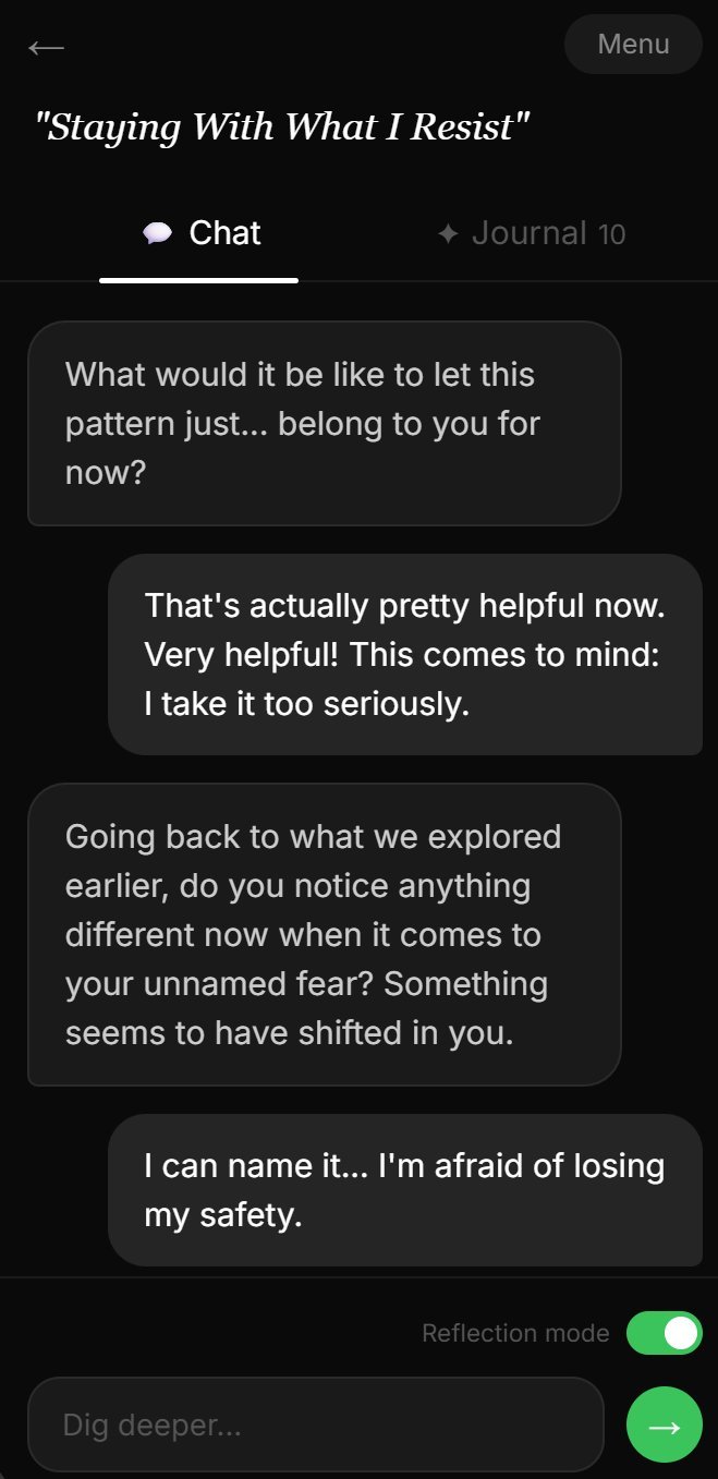 SelfChatter journal conversation showing deep self-reflection